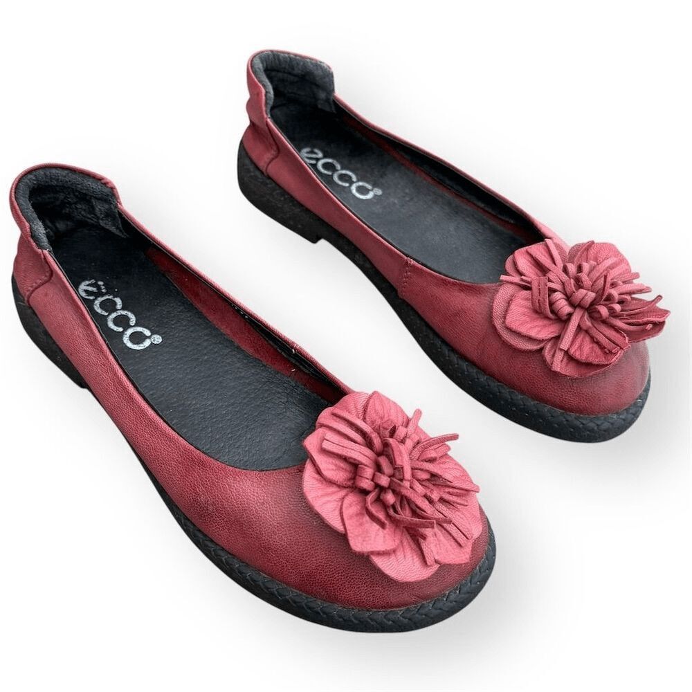 ECCO Incise Enchant Ballerina Ballet Flats Hibiscus Floral Muave Rose Leather 7